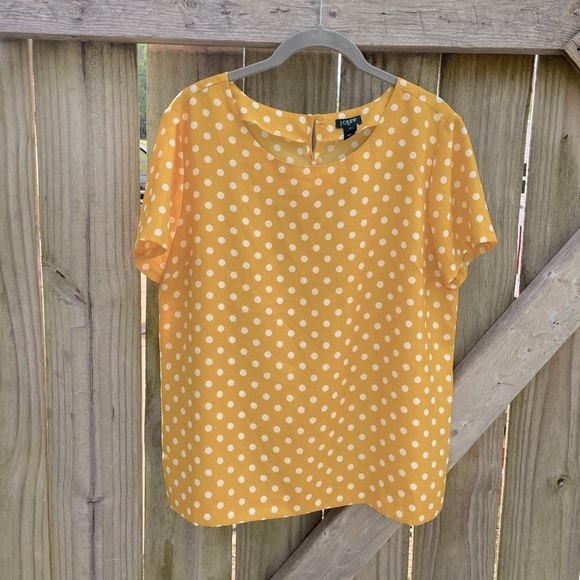 J. Crew Factory Yellow Polka Dot Blouse - Picture 1 of 7